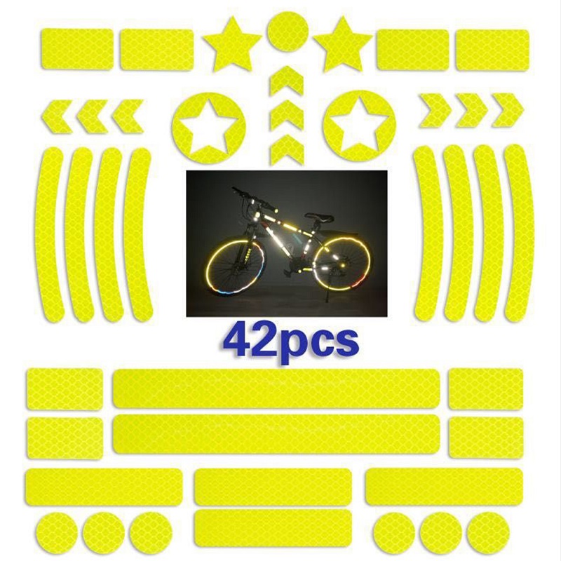 Spoke Reflector Set - 42Pcs/set Self-adhesive Reflective Stickers Wheel Hub
