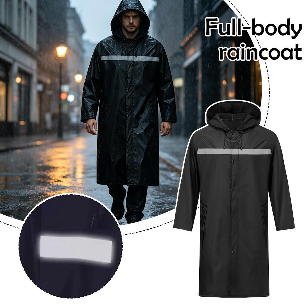 Cycling Commute In Rain - Unisex Full-Body Raincoat with Reflective Stripes,