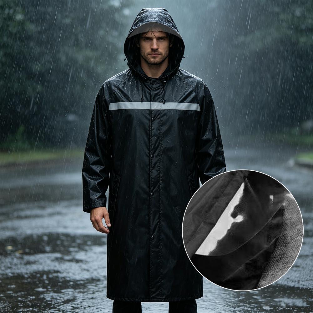 Cycling Commute In Rain - Waterproof Hooded Rain Poncho, Heavy-Duty Long
